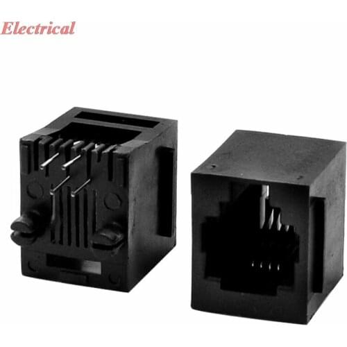 Vertical PCB Mounting RJ11 6P4C Modular Jack Female Connector