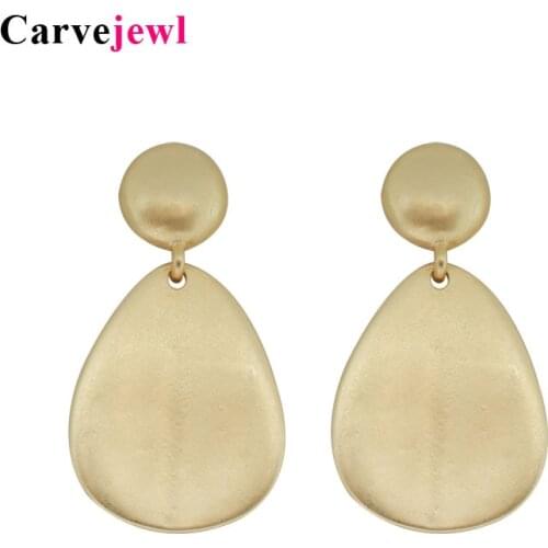 Carvejewl post earrings tear drop round dangle earrings for women jewelry girl gift new fashion korean earrings matte gold plate