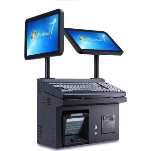 12.1 inch Dual Screen POS system with 58 thermal receipter printer Fiscal impresora POS Counter Keyboard cashier