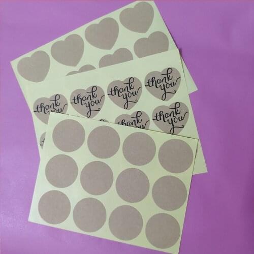 120PCS/Lot Vintage Heart Round Kraft Paper Seal Sticker For Handmade products baking Products Sealing Sticker Lable