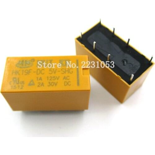 2PCS/LOT HK19F-DC5V-SHG Relay HK19-5V 1A 125V AC/2A 30V DC 8Pin