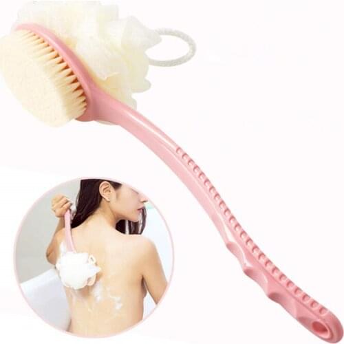 2 in 1 shower brush, with soft loofah and bristles, can be used for wet and dry, male and female body, face and spa washing