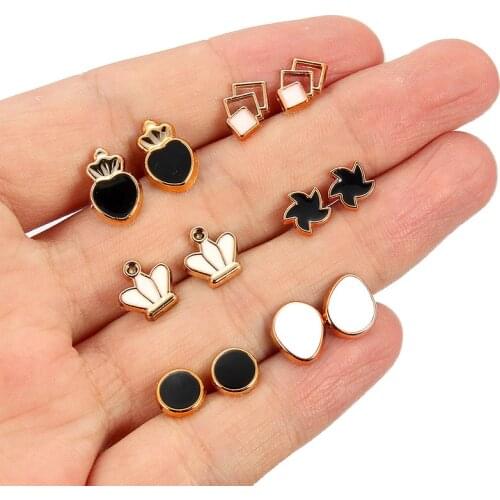 36/18Pairs Earrings Mixed Styles Rhinestone Sun Flower Geometric Animal Plastic Stud Earrings Set For Women Girls Jewelry