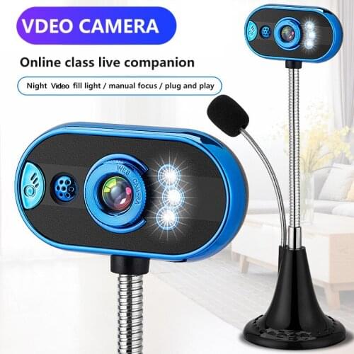 480P Webcam With Night Vision USB 2.0 3.0 Computer Camera Notebook Laptop Free Drive Webcam Camera Microphone Video 4 LED Lights