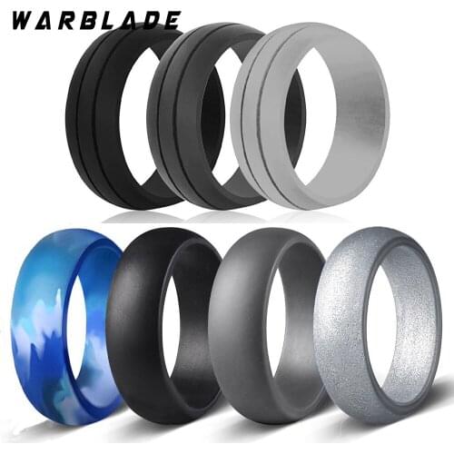 7pcs/set Hypoallergenic Crossfit Flexible Rubber Rings 8mmSilicone Finger Ring For Men Women Wedding Jewelry Gift 6-12 Size