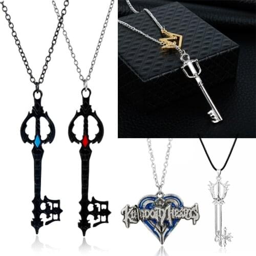 Animation Jewelry Necklace Kingdom Hearts Oblivion Keyblade Black Metal Pendants Necklaces Men Women Cosplay Accessories