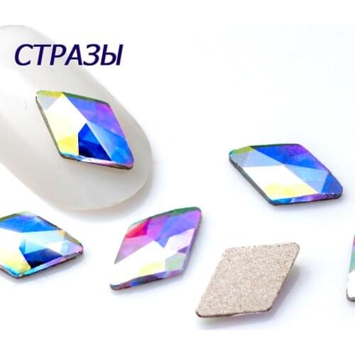 Color Crystal and AB Nail Crystals Stones Drop Shape Flat Back Rhinestones For Glass 3D Nails Design Art Decorations
