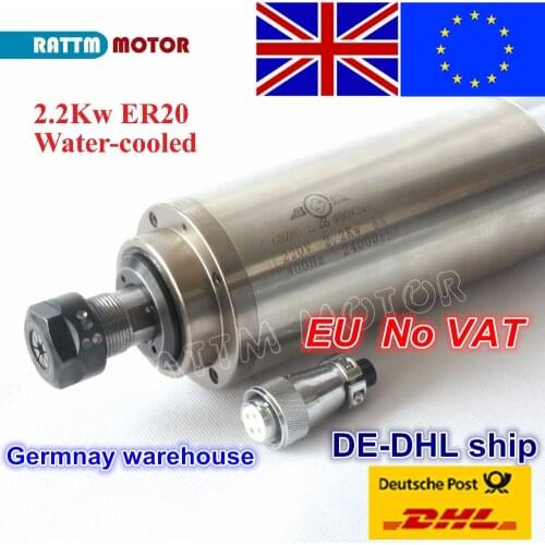 【EU free VAT】 2.2KW WATER COOLED CNC SPINDLE MOTOR ER20 220V 24000rpm 80x213mm for CNC ROUTER ENGRAVING MILLING GRINDING Machine