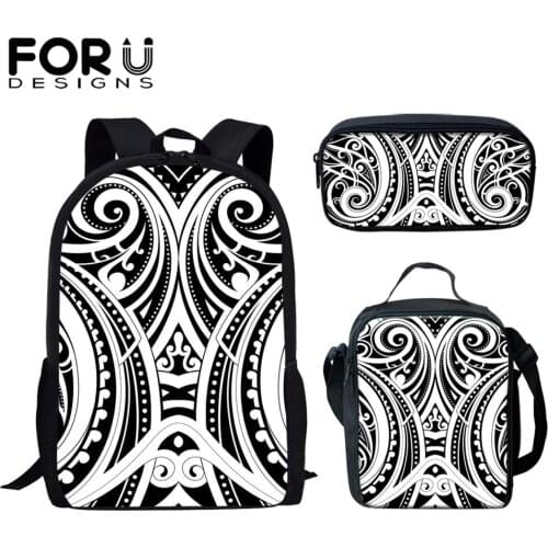 FORUDESIGNS Personalized Teens School Bags Polynesian Tribal Printing High Capacity Wear Resistant Book Bags for Boys and Girls