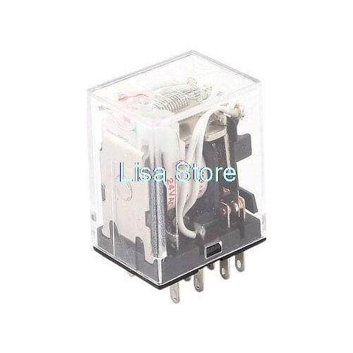 HH54PL DC 24V Coil 14 Pins 4PDT Red LED Indicator Light Power Relay