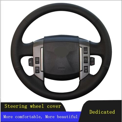 DIY Car Accessories Steering Wheel Cover Black Hand-stitched Non-slip Genuine Leather For Land Rover Discovery 3 2004-2009