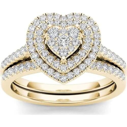 Exquisite Crystal Heart Rings for Women Wedding Engagement Jewelry Cubic Zircon Finger Ring Female Anniversary Surprise Gift