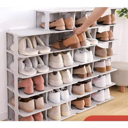 Space-saving Shoe Rack Bathroom Slippers Rack Shoe Cabinet Partition Layered Rack Non-perforated Shoe Holder Simple Shoe Rack