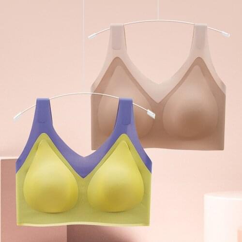 Elifashion New Latex Underwear Oxygen-Friendly 1.0 Non-marking bra No Steel Ring Two Matched Colors Fashion U-shaped Back