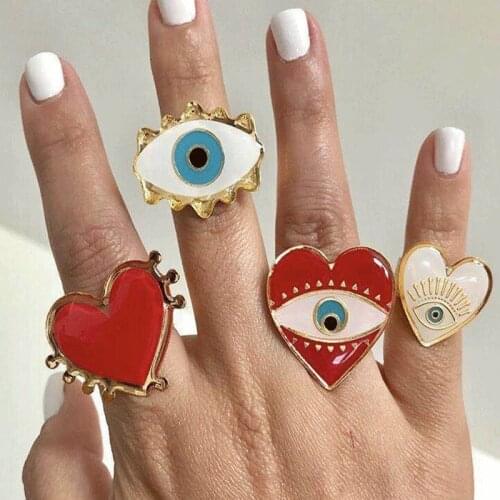 Fashion Heart-shaped Devils Eye Ring Charm Womens Ring Hip Hop Party Jewelry Dinner Ball Accessories One Size Fits All Ring