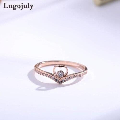Fashion Women Titanium Steel Heart Rings Jewelry RoseGold Titanium Rings For Women Lovers Anniversary Party Jewelry Gifts