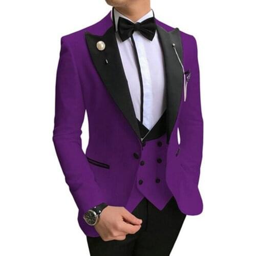 Spring Autumn Mens Classic Blue Suits For Wedding Groom Tuxedo Handsome Slim Fit Prom Party Best Man 3 Pieces Jacket+Vest+Pant