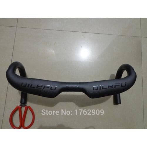 Newest black QILEFU Road bike racing UD 3K full carbon fiber bicycle handlebar internal cable parts 31.8*400/420/440mm Free ship