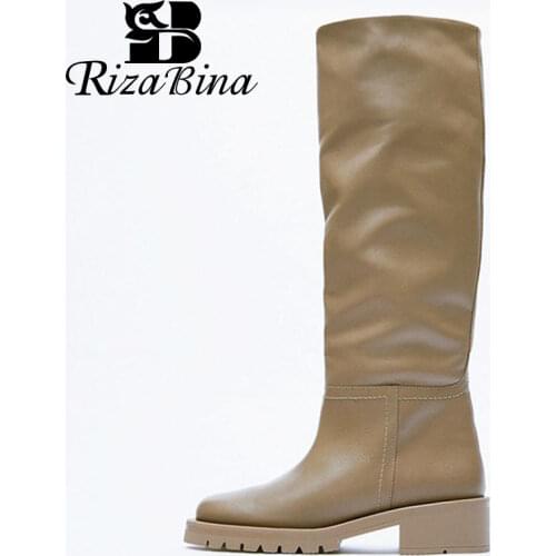 RizaBina New Women Riding Boots Chunky Ins Knee High Boots Ladies Fashion Cool Winter Shoes Daily Footwear Size 35-40