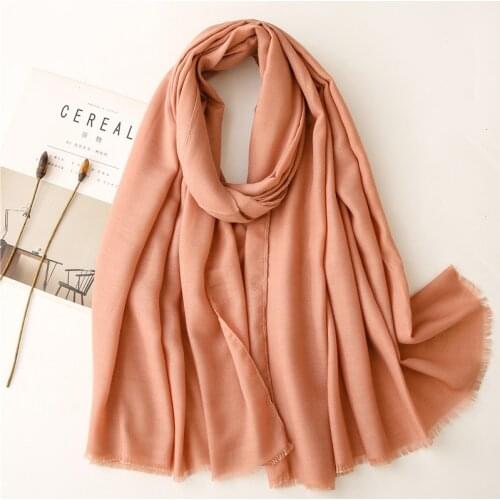 Plain Candy Color Two Side Use Fringe Viscose Shawl Scarf Lady High Quality Wrap Pashmina Stole Bufandas Muslim Hijab 180*90Cm