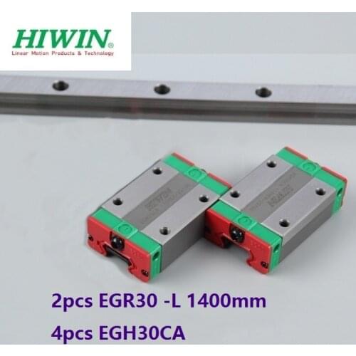 2pcs origial Hiwin rail EGR30 -L 1400mm linear guide + 4pcs EGH30CA carriage blocks for CNC router