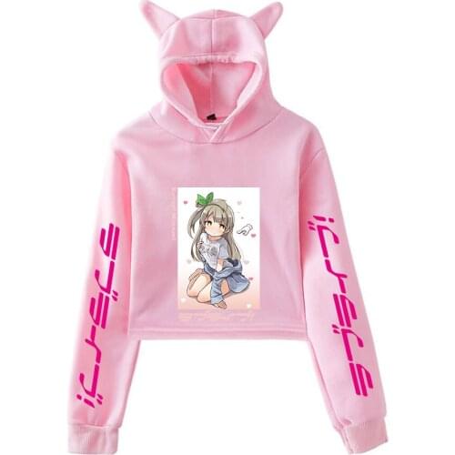 LoveLive! Kotori Minami μs school idol Print Cat Cropped Hoodies Girl Long Sleeve Hooded Pullover Crop Tops Loose Kawaii Tide