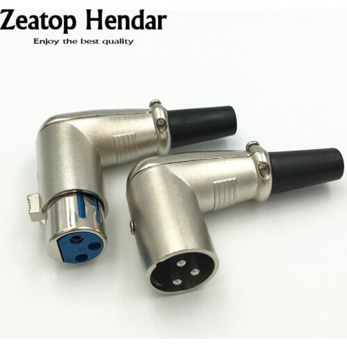 10Pcs Right Angle 90 Degree Jack 3Pin XLR Male Female Plug Connector Microphone MIC Adapter for Speaker Cables
