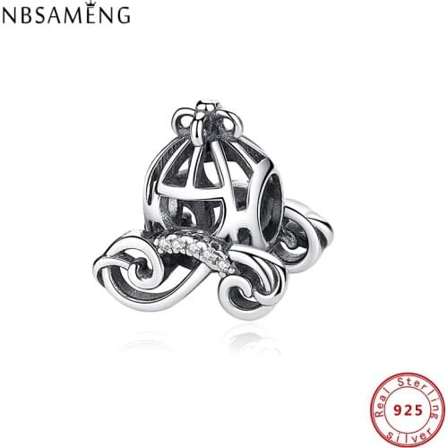 Authentic 100% 925 Sterling Silver 2021 Charms Princess Sandy Pumpkin Car Fit Original Bracelets Women DIY Gift Jewelry