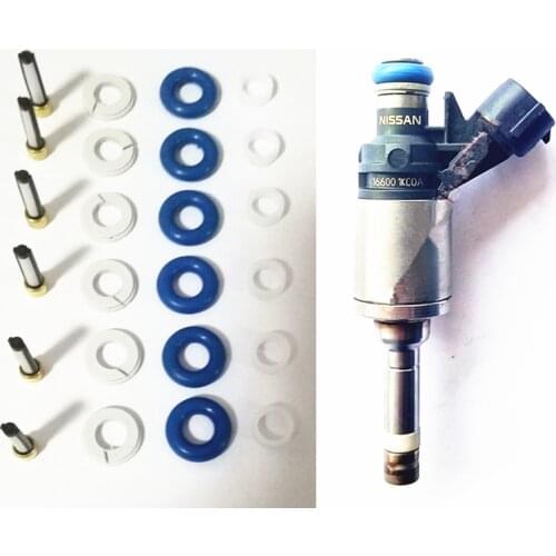 6set GDI fuel injector repair kit for Nissan Juke 2011-2013 1.6L Replacement filter orings and seals (AY-RKG904)