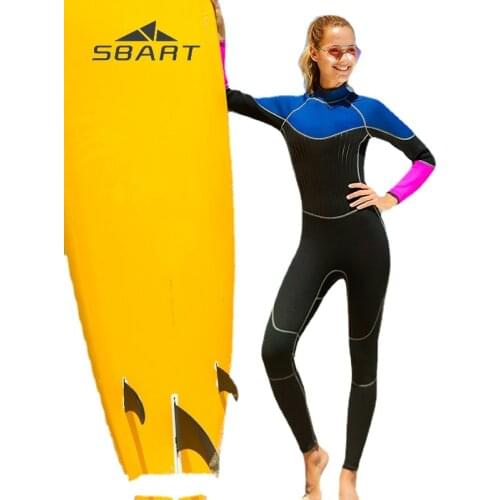Sbart New 2019 3mm Woman Neoprene Nylon Full Body Wetsuit Long Sleeve Back Zip Winter Swimming Diving Suit Surfing Steamer Suit
