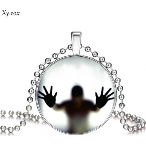 Chic Round Cabochon Glow in the Dark Stainless Steel Pendant Halloween Necklace