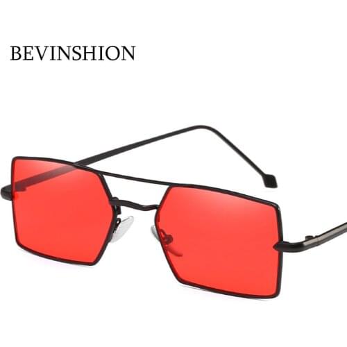 New Metal Simple Square Sunglasses Women Vintage Brand Designer Harajuku Couple Sexy Retro Red Yellow Sun Glasses For Men Shades