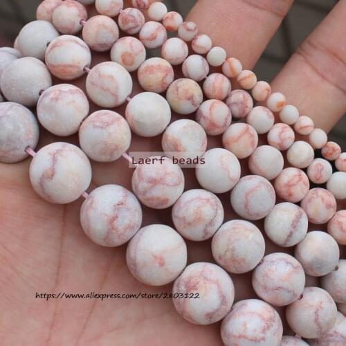 Fctory Price Natural Frost/Matte Red Web stone Round Beads 15''/ Strand 4-14MM Pick Size For Jewelry Making