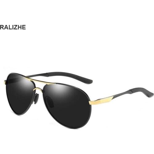 High Quality Mens Classic Polarized Sunglasses Brand Design Vintage Pilot Sun Glasses Black Gold For Driving Fishing UV400 Lens