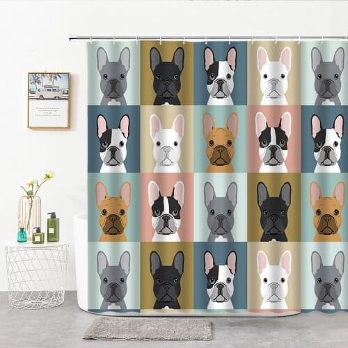 3D Printing Cartoon Bulldog Cat Bath Screens Bathroom Shower Curtain Curtain Decoration Multi-size Shower Curtain Flamingo Owl