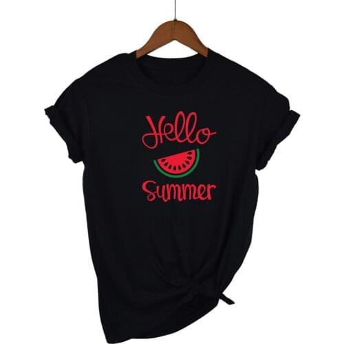 New Summer Women T Shirt Hello Summer Watermelon Print T-shirt Harajuku TShirt Funny Tops Tee Summer Female Ladies Shirts