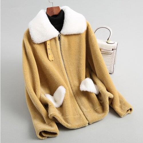 2020 Womens Fur Coat Sheep Shearing Coats Real Wool Fur Jackets Casual Short Winter Jacket Women Outerwear NST18159