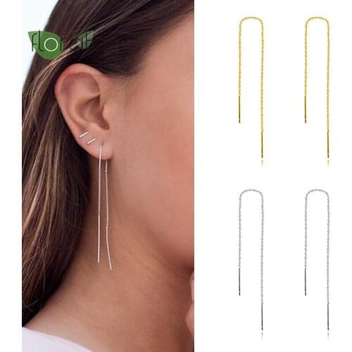 925 Sterling Silver Long Tassel Stud Earrings Dangle Prevent Allergy Earring for Women Party Wedding Jewelry