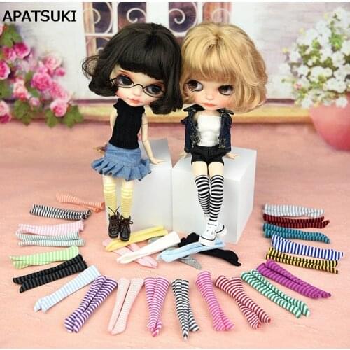 1pair Middle Tube Socks For Blythe Doll Colorful Sock for Barbie Dollhouse Cotton Sock For 1/6 BJD Doll Accessories