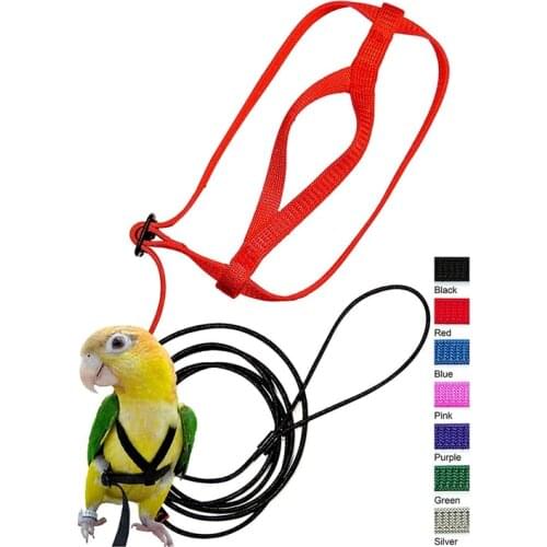 1Pcs Nylon Cotton Pet Bird Harness and Leash,Adjustable Parrot Bird Leash-Pet Anti-Bite Training Rope Outdoor Flying Harness Le