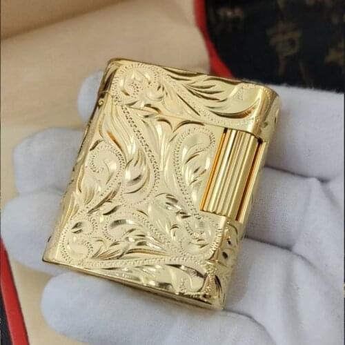 100% new vintage dupont gas lighter gas cigarette lighter polished jet gasoline flint lighter metal gas lighter