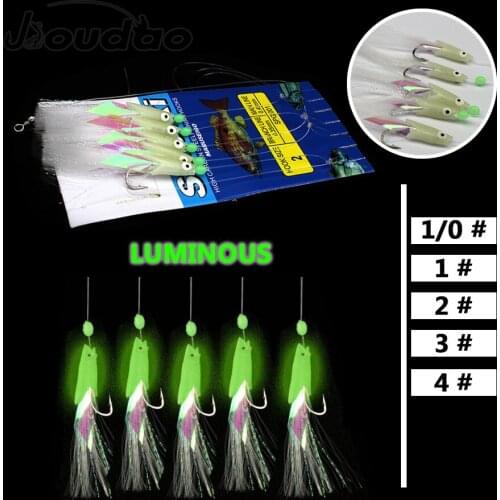 20 Packs Fishing Hooks Rigs Sea Fishing Lures Rigs Hooks Luminous Saltwater Soft Fishing Lure Tackle for Sea De Pesca