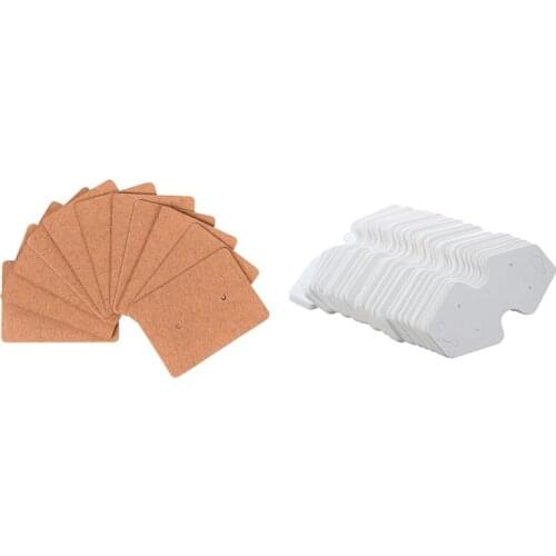 200Pcs White Earring Bracelet Necklace Display Hanger Cards With 100Pcs Blank Earrings Ear Studs Tags Display Card