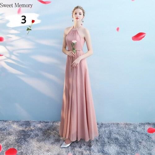 2021 Floor Length Pink Chiffon Bridesmaid Dress Bride Sister Wedding Gown Female Graduation Prom Special Occasion Dresses