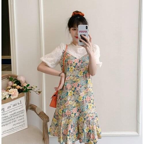 32209# Nursing Maternity Clothing Floral One Piece Layer Look Stylish Dress Pregnant Women Pregnancy Nursing Dress