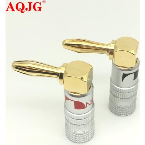 4PCS Gold-Plated 24K Banana Plugs Nakamichi Right Angle 4mm Banana Plug For Video Speaker Adapter Audio Wire Cable Connector