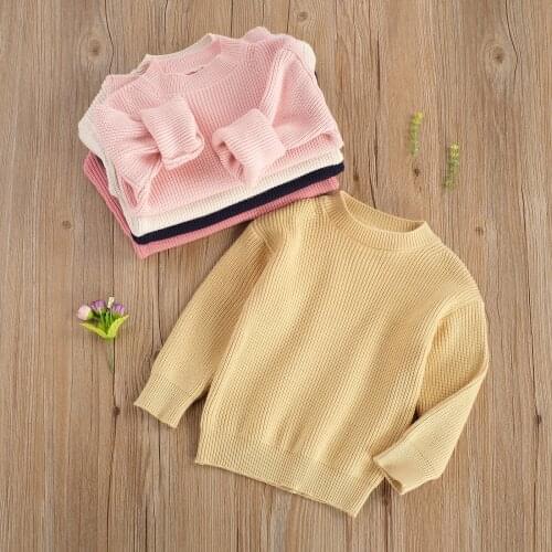 Citgeett 0-6Years Kids Girl Boy Knit Sweaters Autumn Winter Solid Loose Jumpers Children Long Sleeve Pullover Tops
