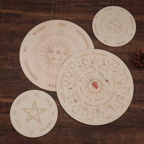 Wooden Pendulum Board with Stars Sun and Moon for Divination Message Board Wooden Carven Board Metaphysical Altar Decoration
