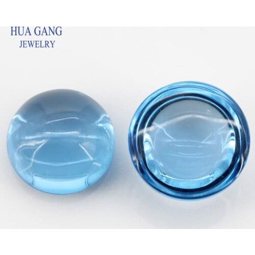 10mm 6.2ct Blue Topaz Natural Loose Topaz Gemstone Round Shape Flat Back For DIY Jewelry Free Shipping