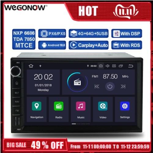 DSP PX6 IPS Android 10 4GB +64GB Radio GPS navigation map Bluetooth Wifi Car DVD multimedia player 2 Din for Nissan Universal